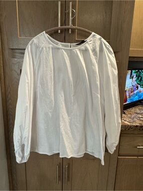 Banana Republic White Long-Sleeve Boatneck Blouse